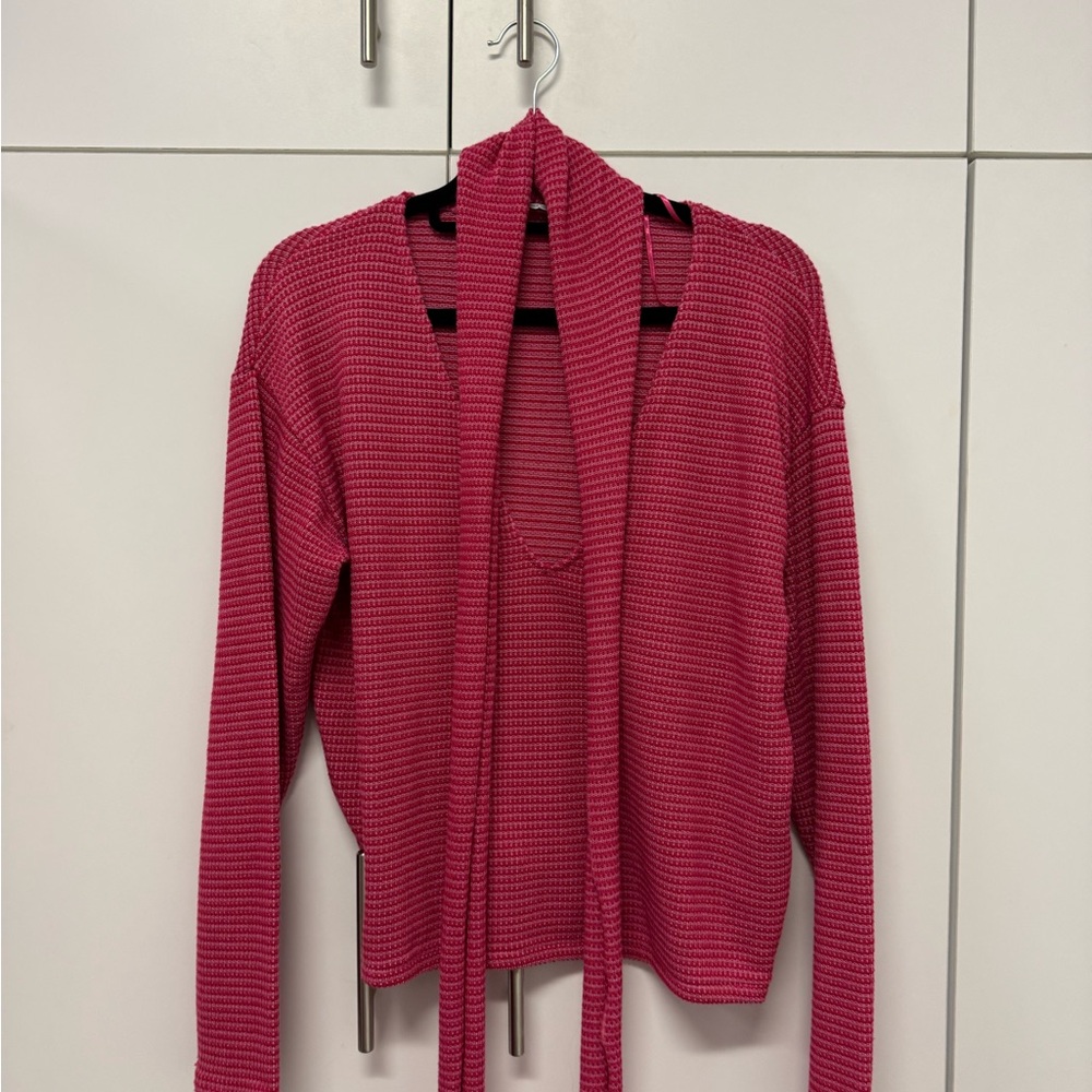 Zara Pink Knit Open Cardigan with Scarf Collar
